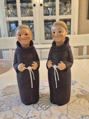 Vintage 1956 Friar Tuck Ceramic Decanters KL95 10.5" tall